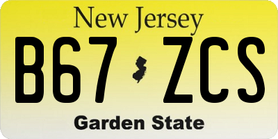 NJ license plate B67ZCS