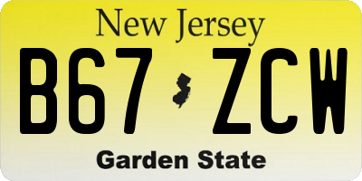 NJ license plate B67ZCW