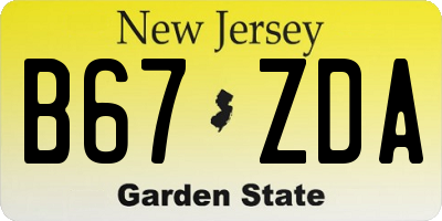NJ license plate B67ZDA