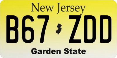 NJ license plate B67ZDD