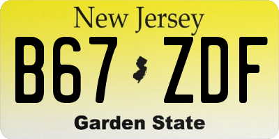 NJ license plate B67ZDF