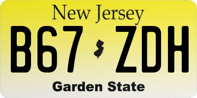 NJ license plate B67ZDH