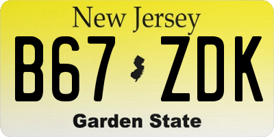 NJ license plate B67ZDK