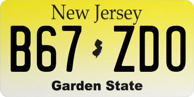 NJ license plate B67ZDO
