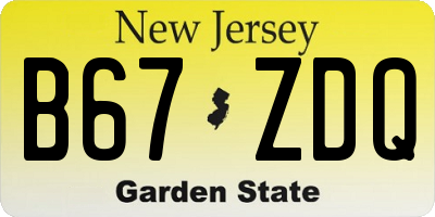 NJ license plate B67ZDQ