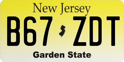 NJ license plate B67ZDT