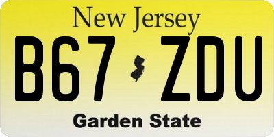 NJ license plate B67ZDU