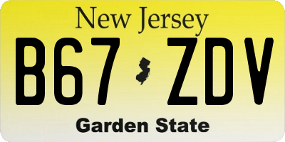 NJ license plate B67ZDV