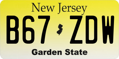 NJ license plate B67ZDW
