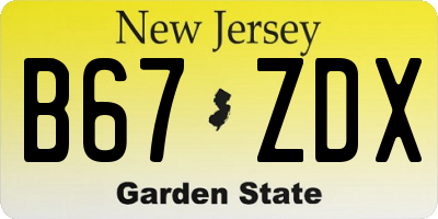 NJ license plate B67ZDX