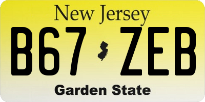 NJ license plate B67ZEB