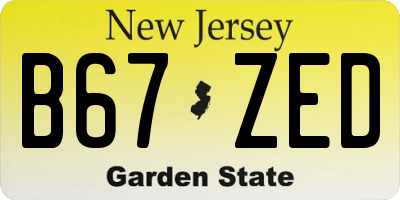 NJ license plate B67ZED