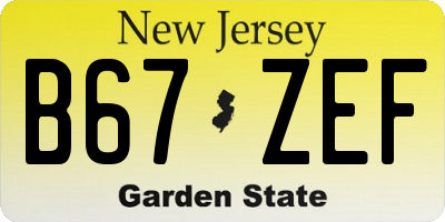 NJ license plate B67ZEF