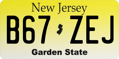 NJ license plate B67ZEJ