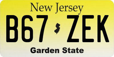 NJ license plate B67ZEK