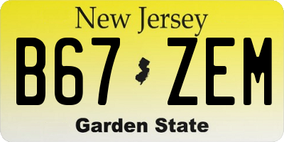 NJ license plate B67ZEM