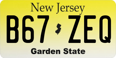 NJ license plate B67ZEQ