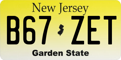 NJ license plate B67ZET
