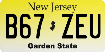NJ license plate B67ZEU