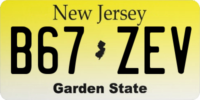NJ license plate B67ZEV