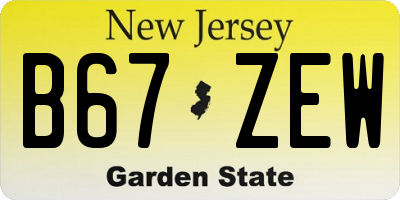 NJ license plate B67ZEW