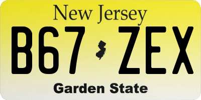 NJ license plate B67ZEX