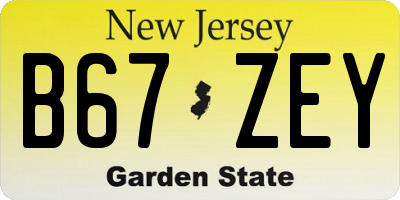 NJ license plate B67ZEY