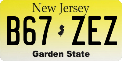 NJ license plate B67ZEZ