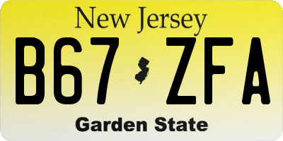 NJ license plate B67ZFA