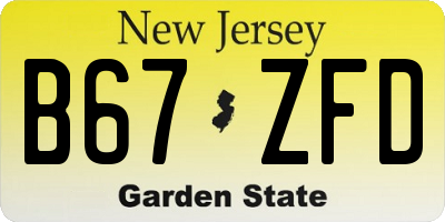 NJ license plate B67ZFD