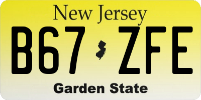 NJ license plate B67ZFE