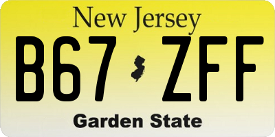 NJ license plate B67ZFF