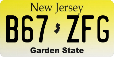 NJ license plate B67ZFG