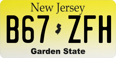 NJ license plate B67ZFH