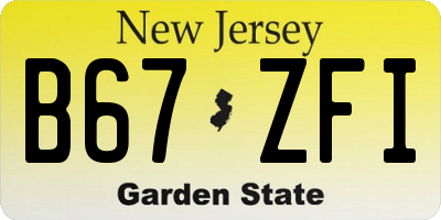 NJ license plate B67ZFI
