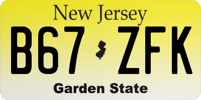 NJ license plate B67ZFK