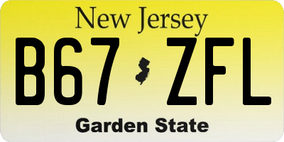NJ license plate B67ZFL