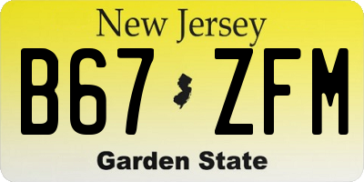 NJ license plate B67ZFM