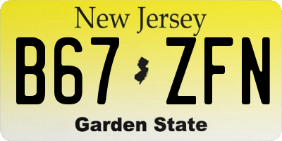 NJ license plate B67ZFN