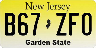 NJ license plate B67ZFO