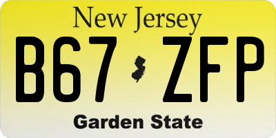 NJ license plate B67ZFP