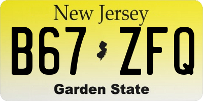 NJ license plate B67ZFQ