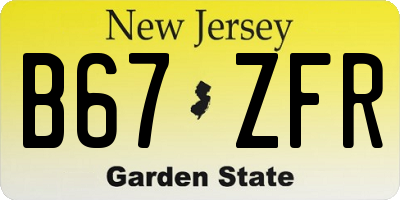 NJ license plate B67ZFR