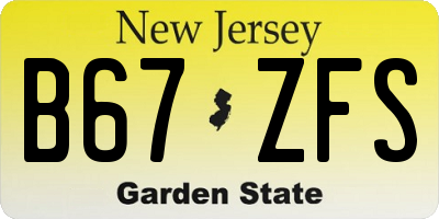 NJ license plate B67ZFS