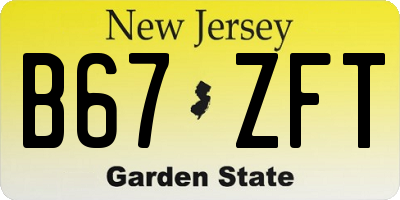 NJ license plate B67ZFT