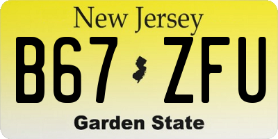 NJ license plate B67ZFU