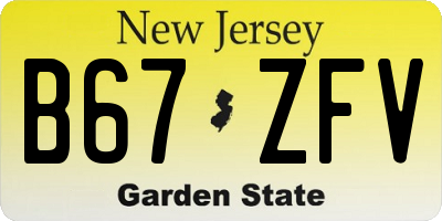 NJ license plate B67ZFV