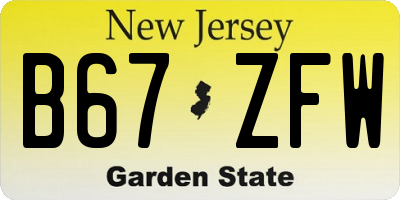 NJ license plate B67ZFW