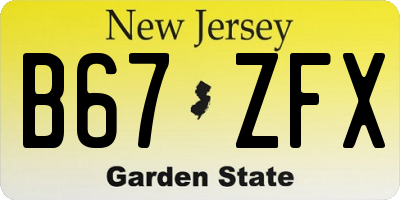 NJ license plate B67ZFX