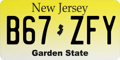 NJ license plate B67ZFY